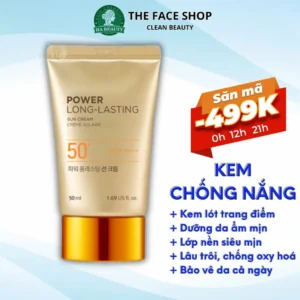 Kem chống nắng trang điểm The Face Shop -dưỡng da lâu trôi Power Long Lasting Sun Cream SPF50+ PA