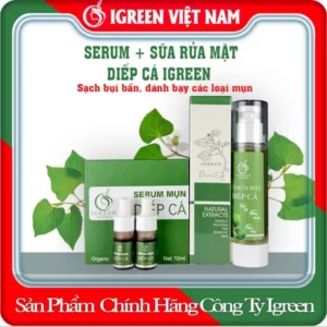 Combo giảm mụn, mờ thâm, dưỡng da sáng mịn IGREEN là sự kết hợp hoàn hảo giữa Serum Diếp Cá IGREEN và Sữa Rửa Mặt Diếp Cá IGREEN